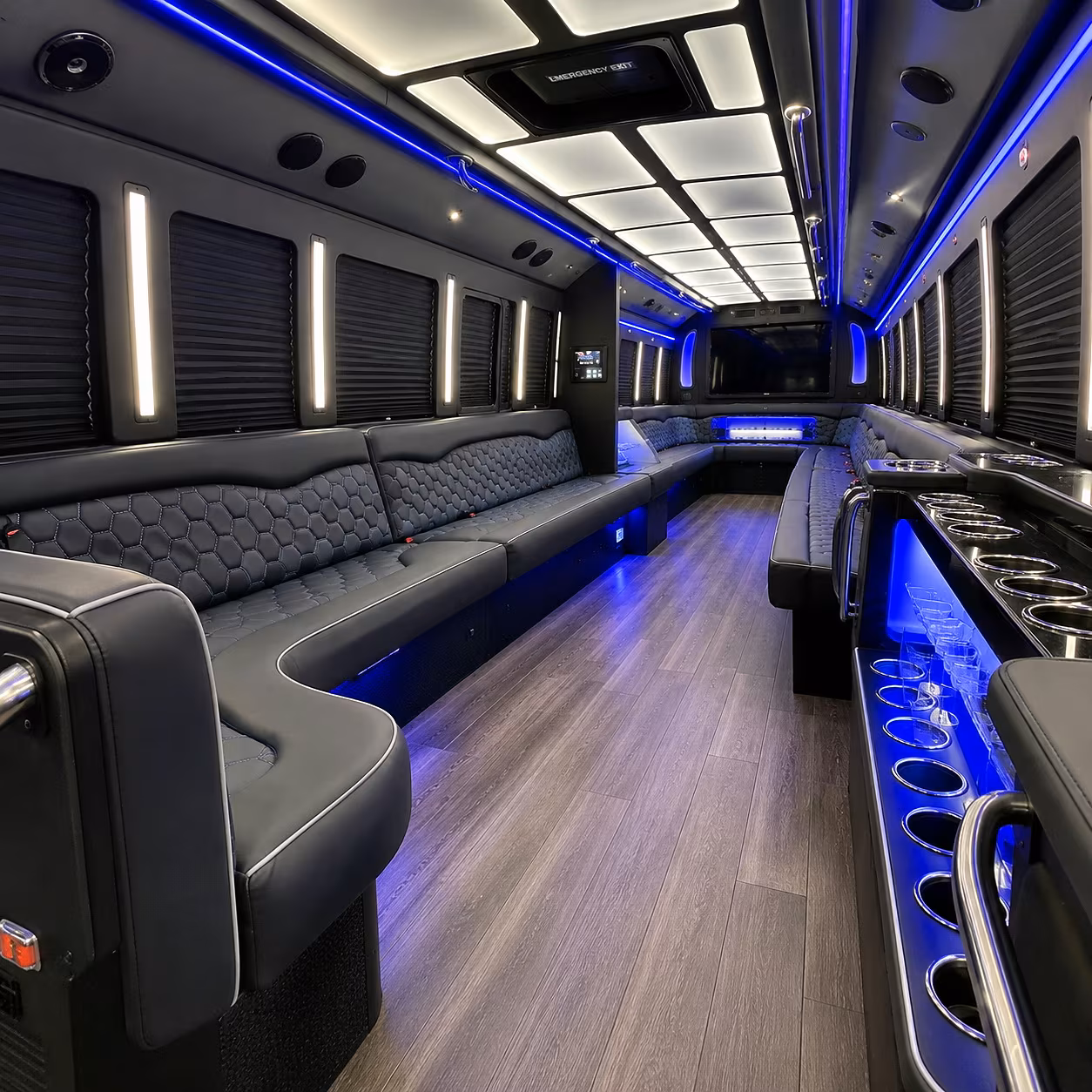 Jackson Prom & Homecoming Transportation party bus interior