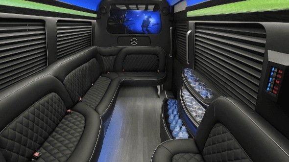 Interior of Charter Bus Company Baton Rouge's 14 Passenger Sprinter Limousine in Baton Rouge