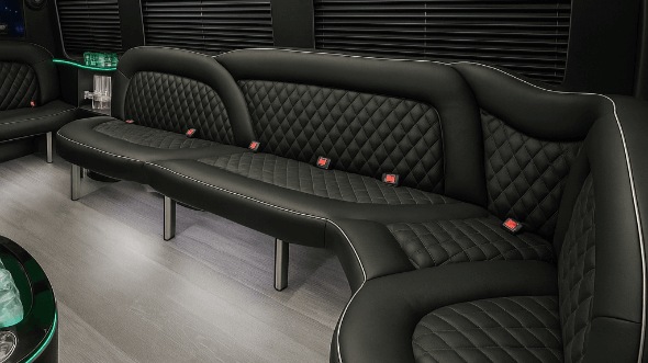 Interior of Jackson Party Bus Company's 14 Passenger Sprinter Limousine in Jackson