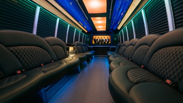Interior of Charter Bus Company Mobile's 20 Passenger Party Bus in Mobile