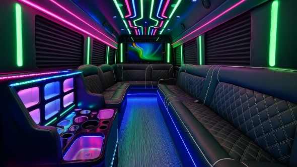 Interior of Charter Bus Company Tuscaloosa's 25 Passenger Party Bus in Tuscaloosa