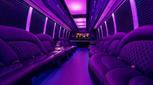 Interior of Charter Bus Company Baton Rouge's 50 Passenger Party Bus in Baton Rouge